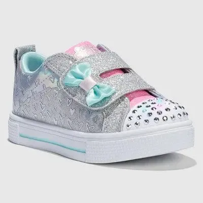 New - S SPORT BY SKECHERS Toddler Mesh Glitter Sneakers Light Up Rhinestone Bow-Tie