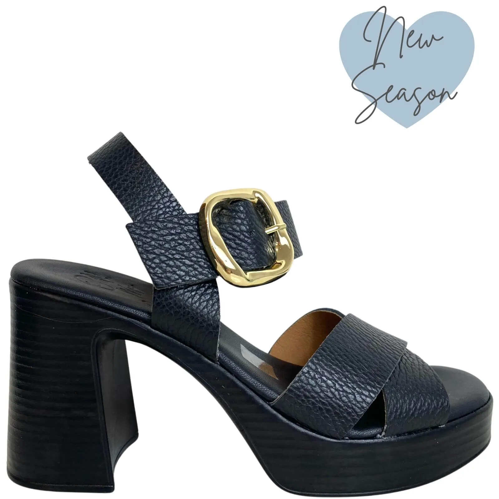 Oh My Sandals Black Leather Platform Sandals