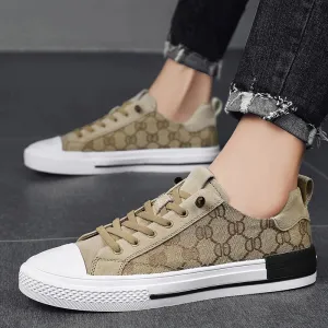 Patterned Canvas Sneakers Lightweight Casual Flats Shoes