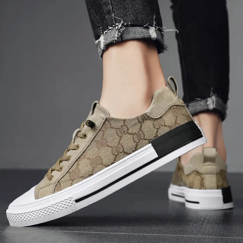 Patterned Canvas Sneakers Lightweight Casual Flats Shoes