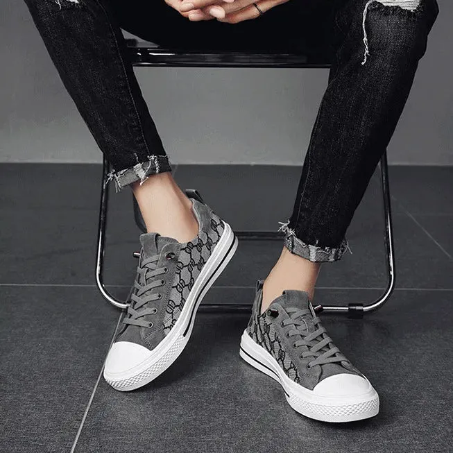 Patterned Canvas Sneakers Lightweight Casual Flats Shoes