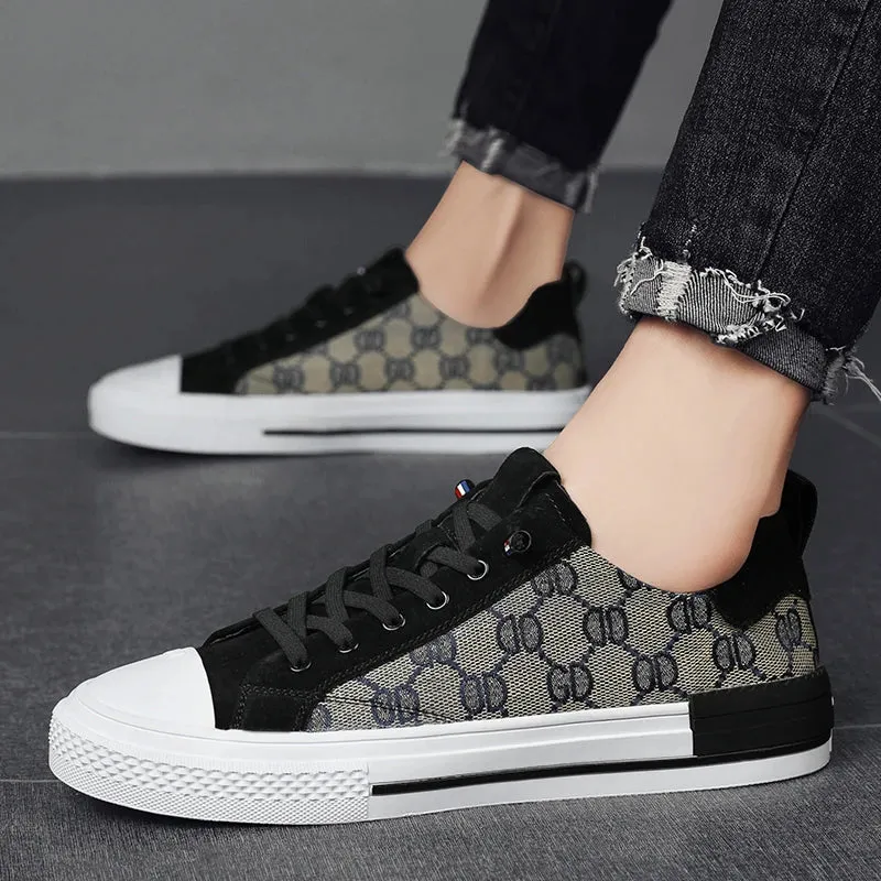 Patterned Canvas Sneakers Lightweight Casual Flats Shoes