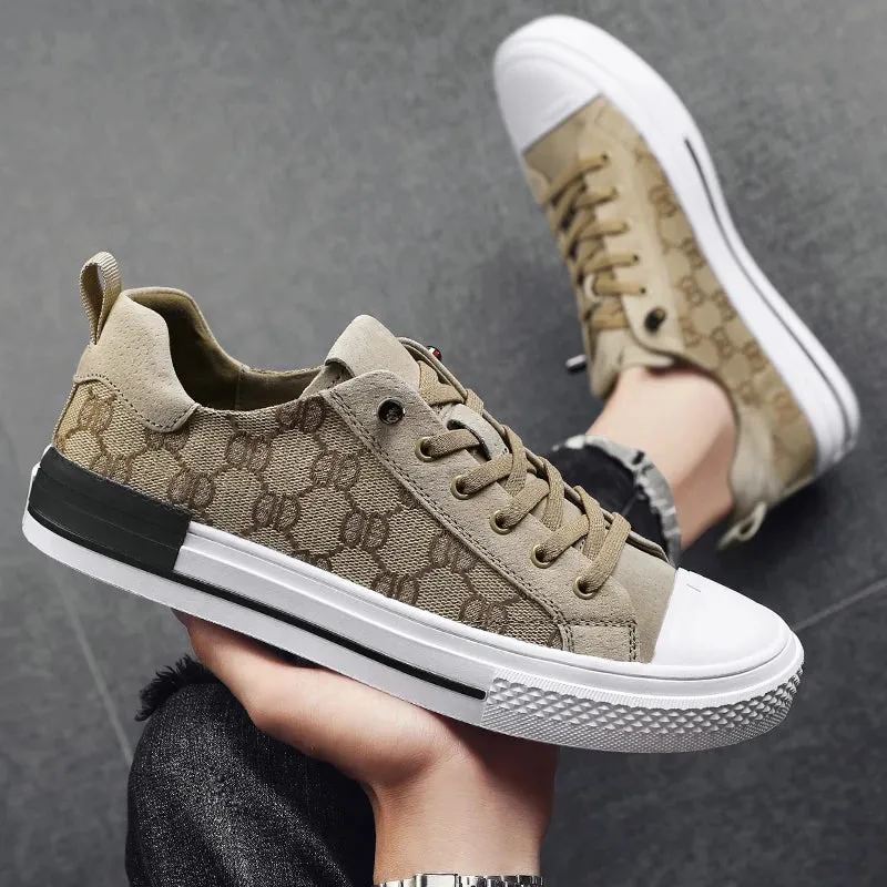 Patterned Canvas Sneakers Lightweight Casual Flats Shoes