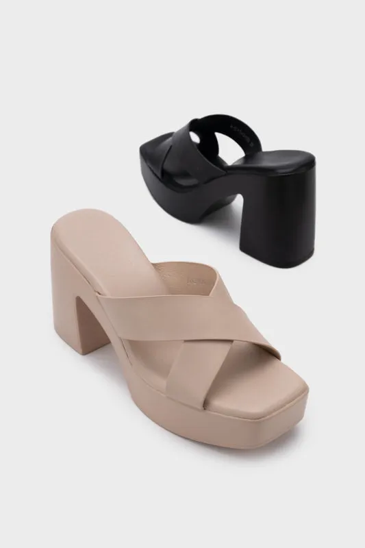 PLATFORM CHUNKY HEEL SLIDE