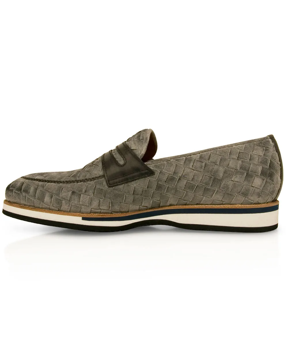 Principe Suede Penny Loafer in Light Grey