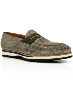 Principe Suede Penny Loafer in Light Grey