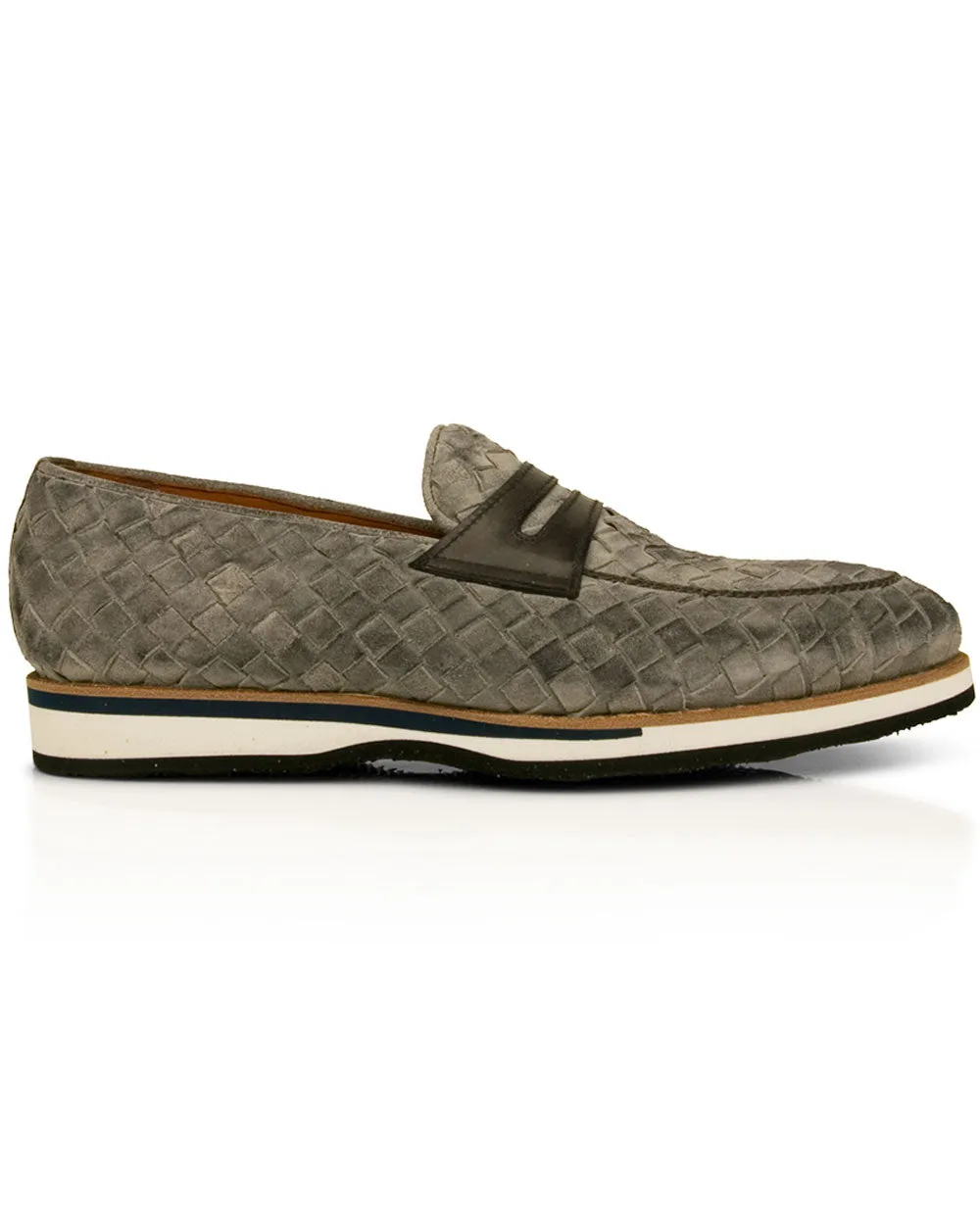 Principe Suede Penny Loafer in Light Grey