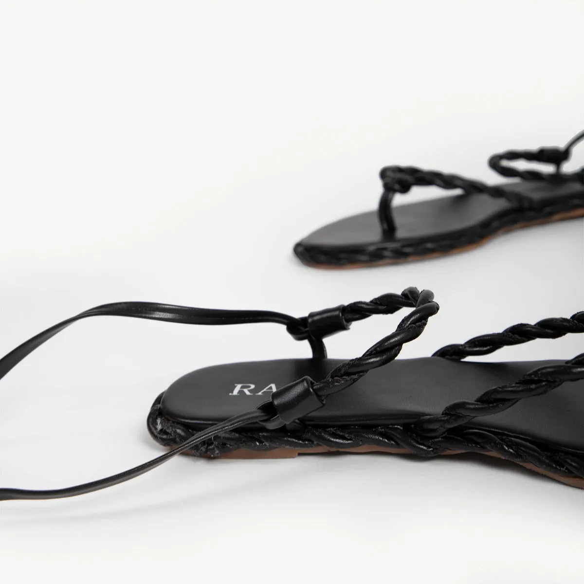 RAID Grayson Rope Sandal in Black