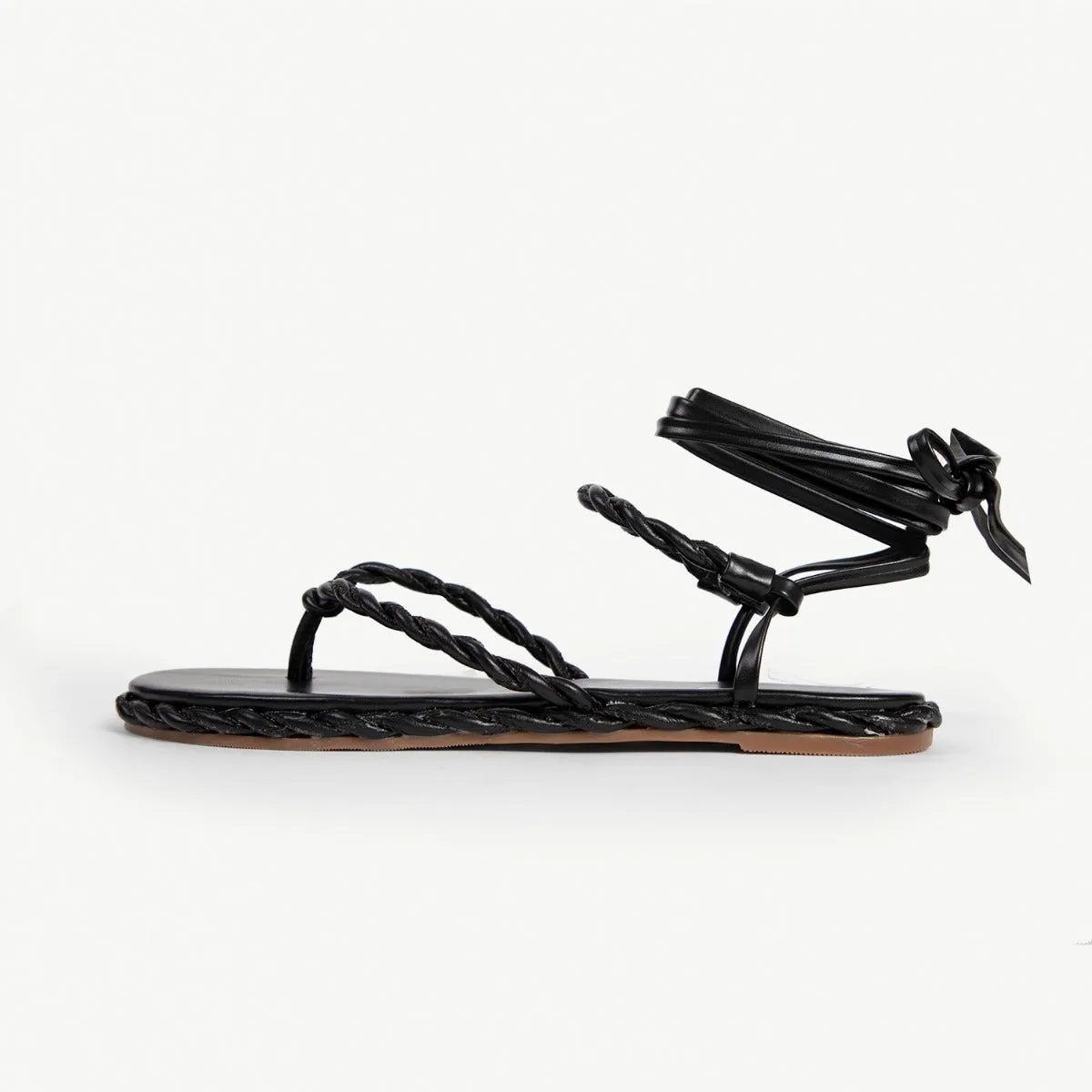 RAID Grayson Rope Sandal in Black