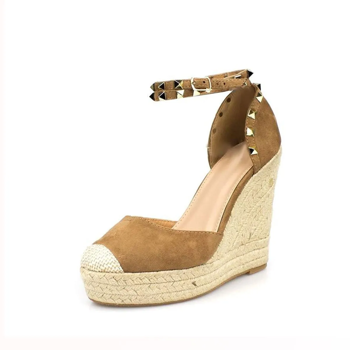 ROXIE Espadrille Wedge Studded Platform Ankle Strap Sandal