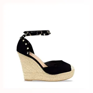 ROXIE Espadrille Wedge Studded Platform Ankle Strap Sandal