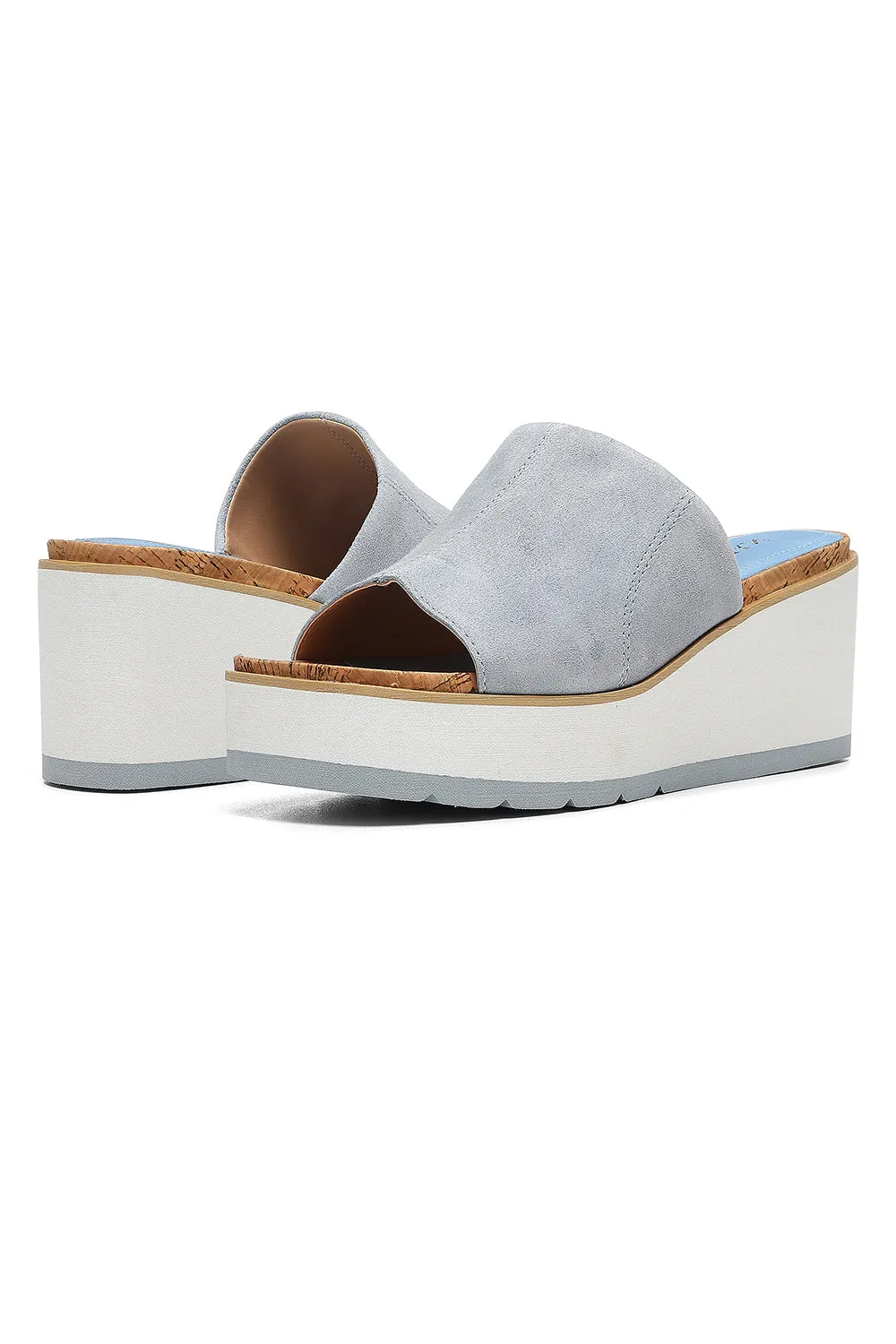 Rysa Wedge Sandals In Wide Width - Denim