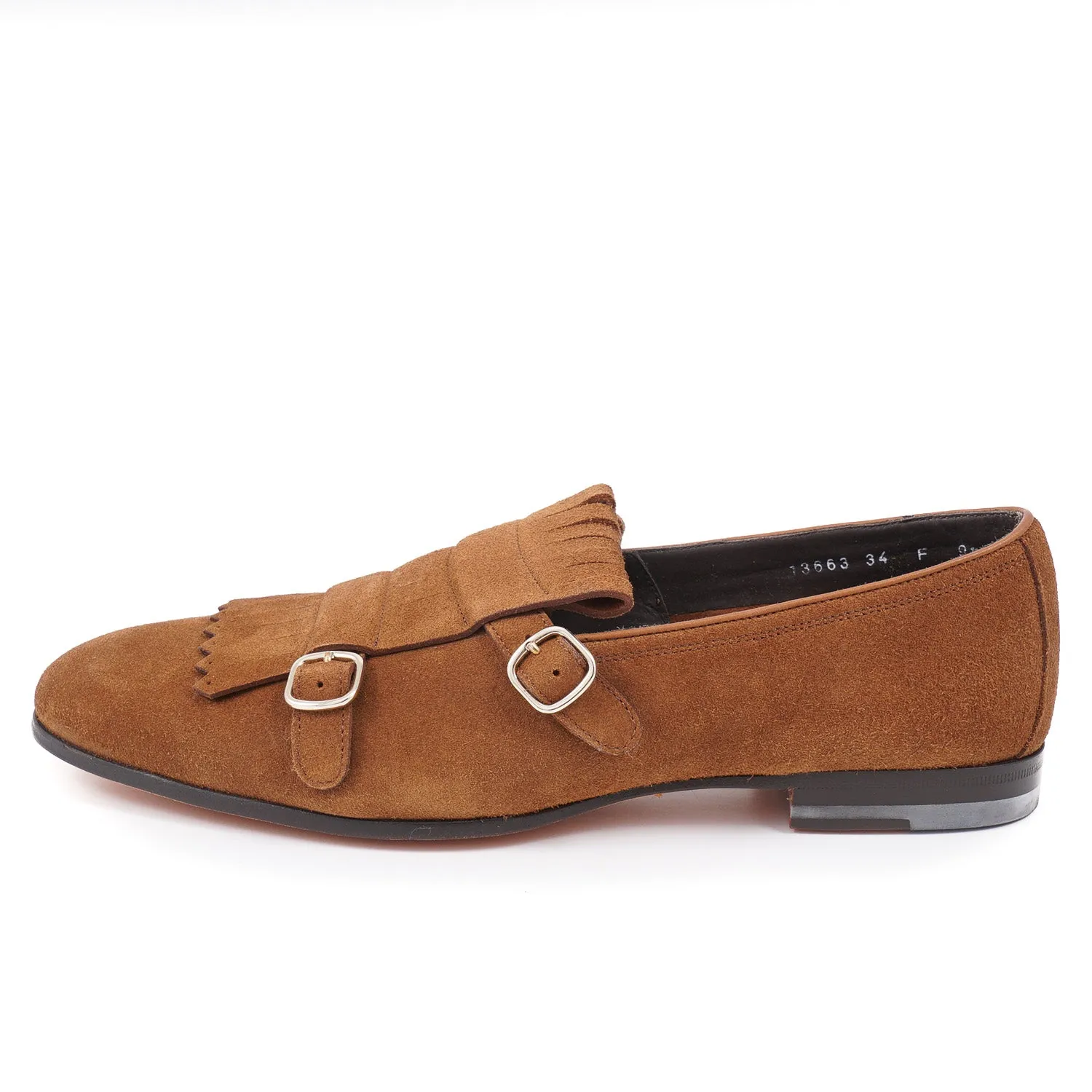 Santoni Suede Double-Buckle Loafers