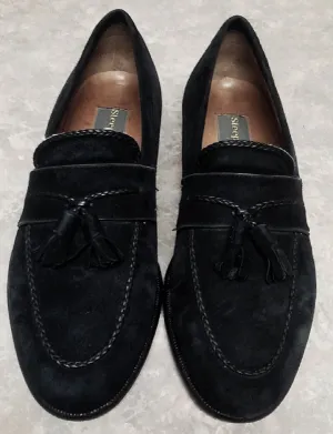 Steeple Gate of 'Italy'- Black,100% Sueded Leather, Slip On Loafers-size-8D