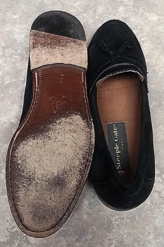 Steeple Gate of 'Italy'- Black,100% Sueded Leather, Slip On Loafers-size-8D