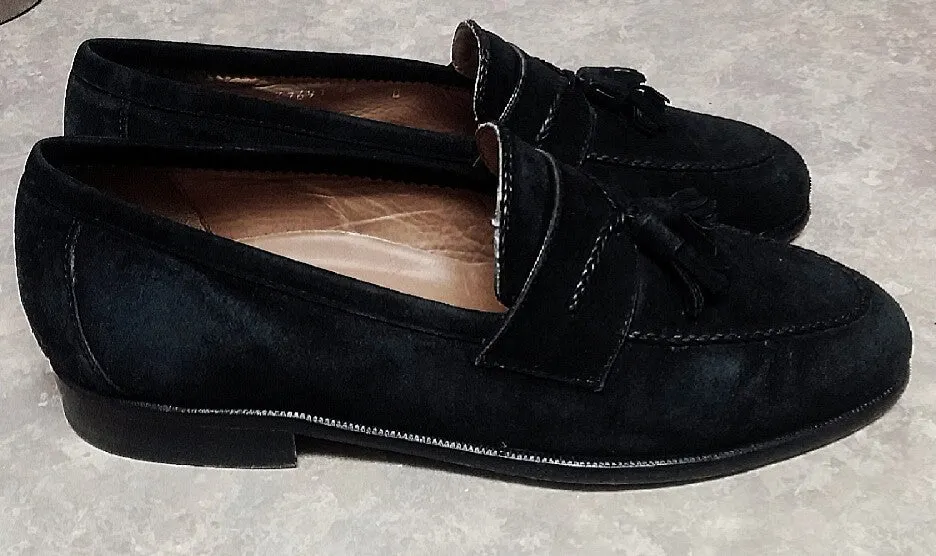 Steeple Gate of 'Italy'- Black,100% Sueded Leather, Slip On Loafers-size-8D