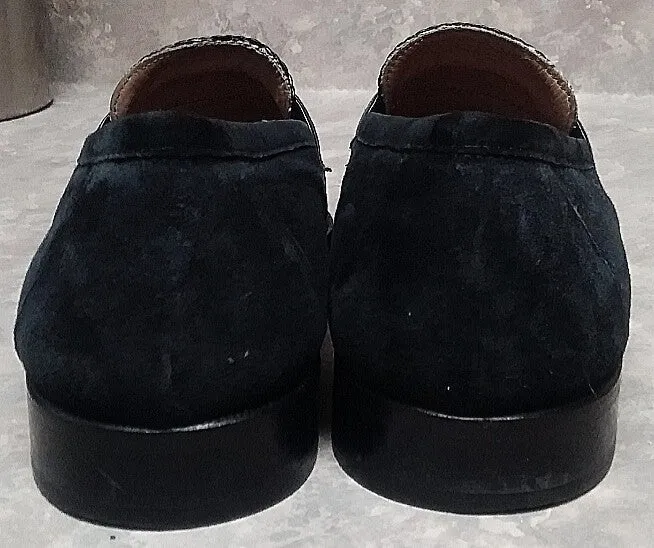 Steeple Gate of 'Italy'- Black,100% Sueded Leather, Slip On Loafers-size-8D