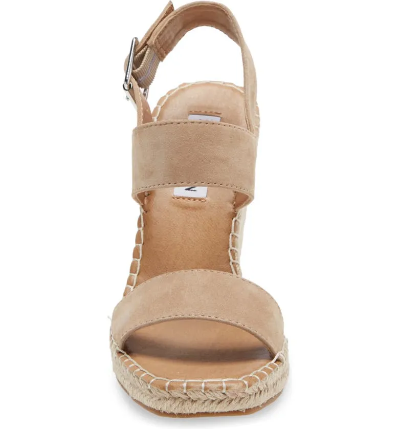 Steve Madden Uri Tan Suede Fashion Open Toe Casual Espadrille Wedge Sandals