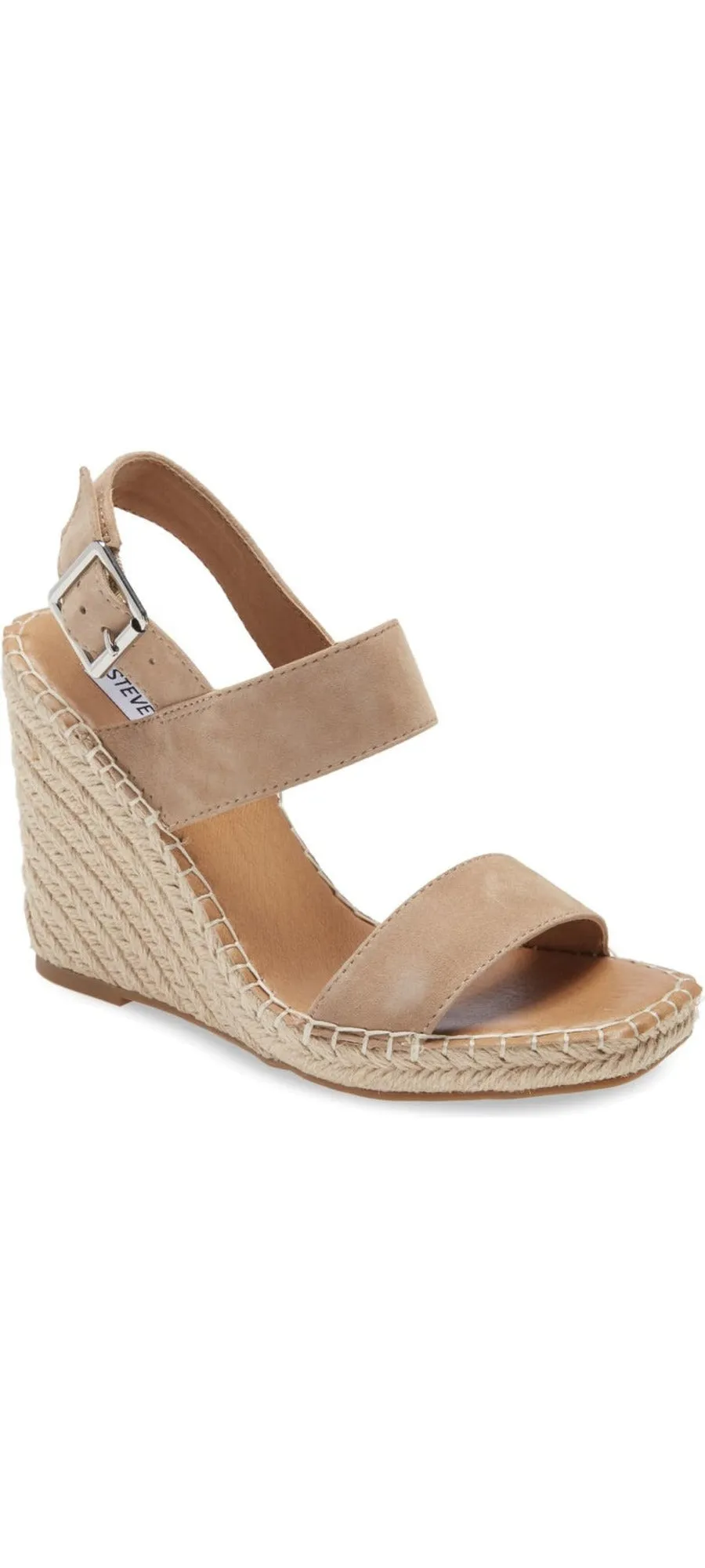 Steve Madden Uri Tan Suede Fashion Open Toe Casual Espadrille Wedge Sandals