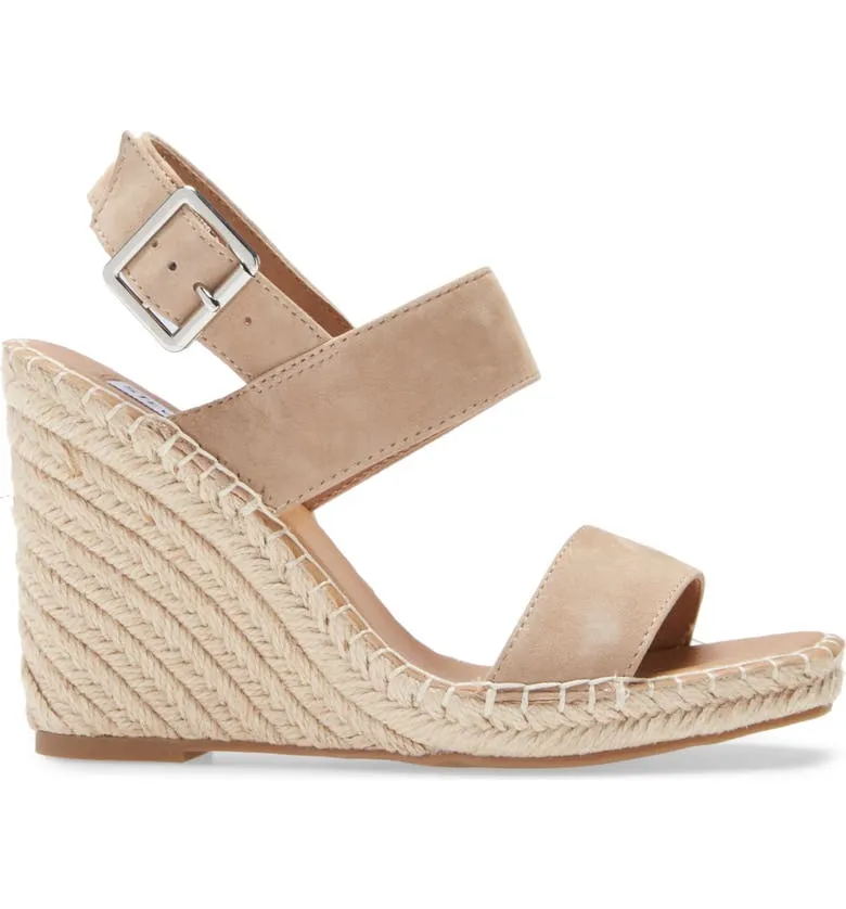 Steve Madden Uri Tan Suede Fashion Open Toe Casual Espadrille Wedge Sandals