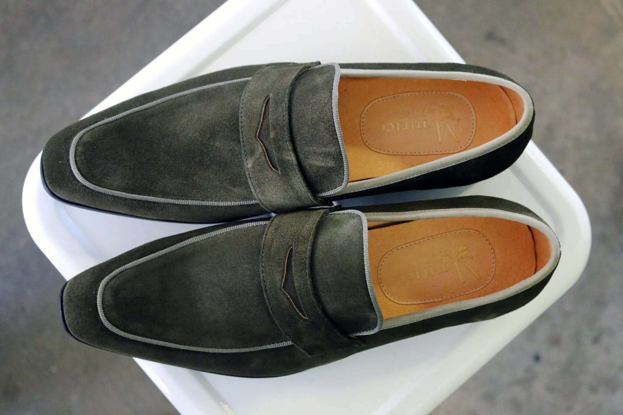 Suede Penny Loafer Olive