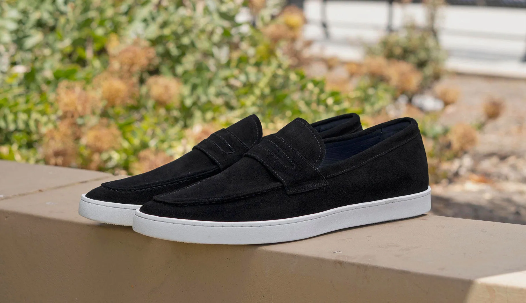 Suede Slip On Loafer Black