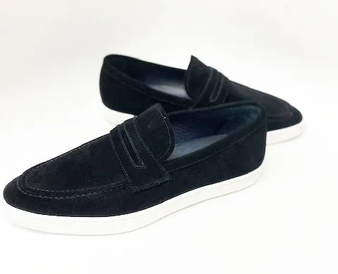 Suede Slip On Loafer Black