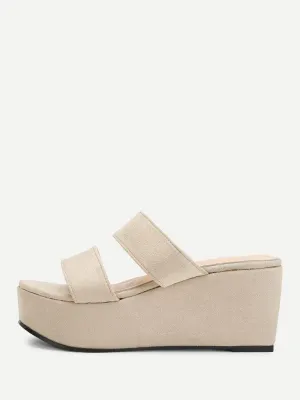 Two Part Slip On Platform Wedges