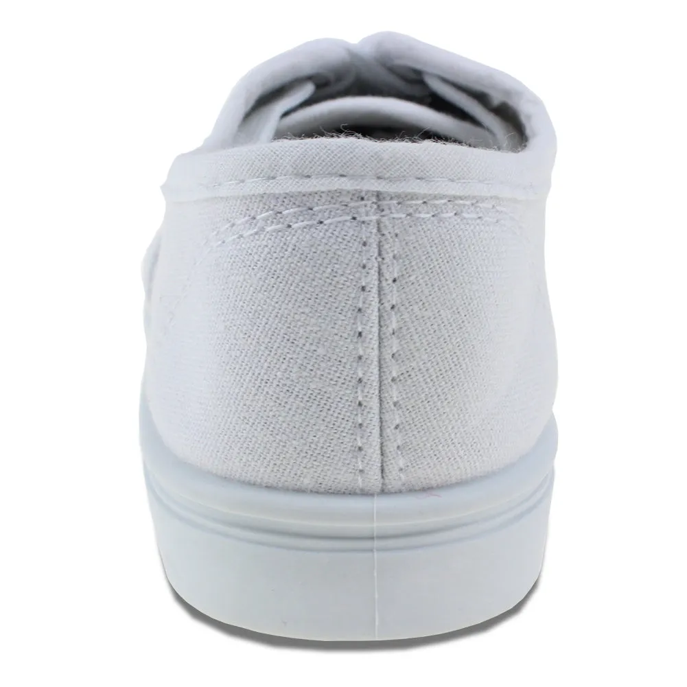 White Lace up Sneakers Canvas Unisex Shoes(Little Kid/Big Kid)