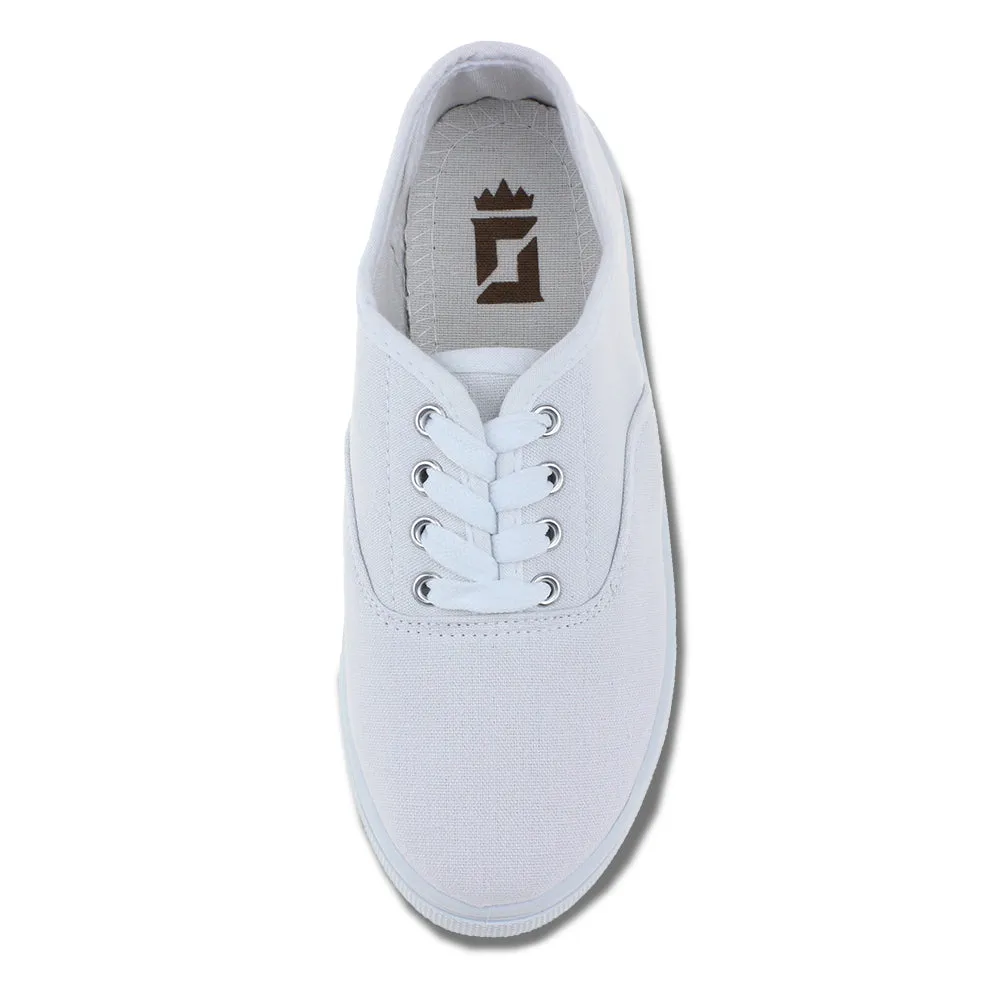 White Lace up Sneakers Canvas Unisex Shoes(Little Kid/Big Kid)