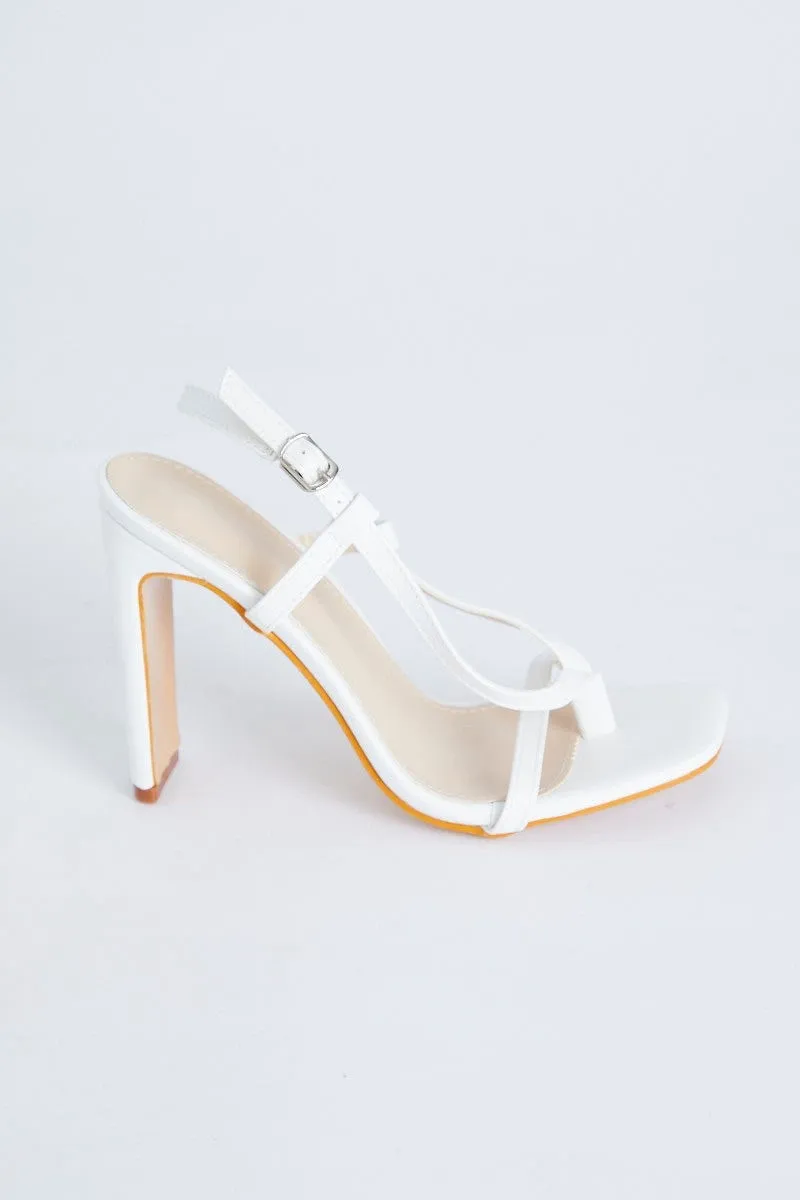 White Wrap Up Strappy Heels