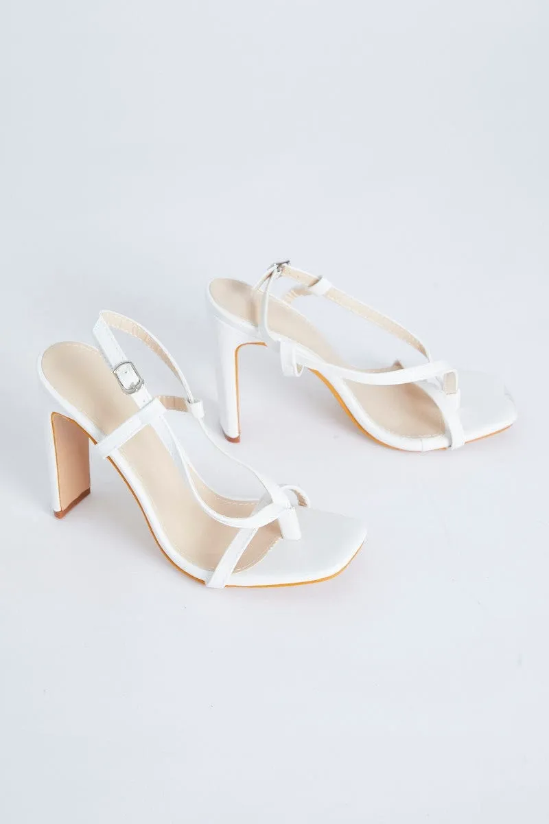 White Wrap Up Strappy Heels