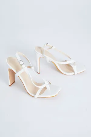 White Wrap Up Strappy Heels