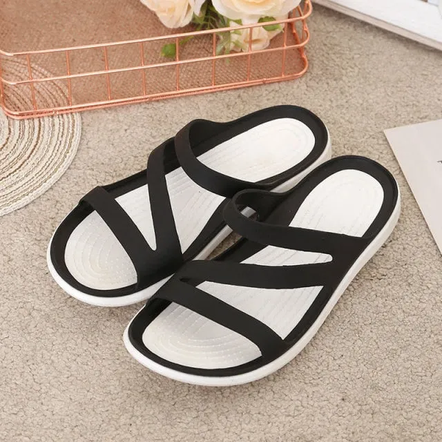 Women's Slippers Casual Summer Ladies Sandals Waterproof Non-slip Beach Slipper Jelly Shoes Wedges Heels Female Slides New