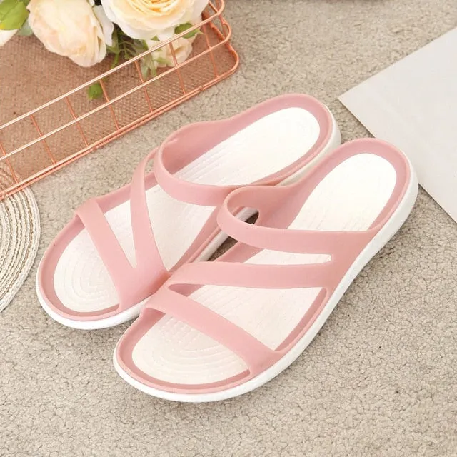 Women's Slippers Casual Summer Ladies Sandals Waterproof Non-slip Beach Slipper Jelly Shoes Wedges Heels Female Slides New